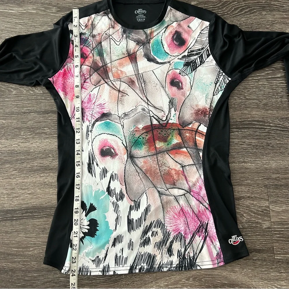 Hot Chillys Sub Print Long Sleeve Base Layer Top Shirt Women’s L Artsy Outdoor - Picture 7 of 7